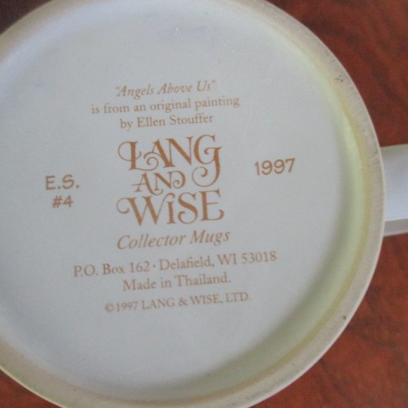 Angels Above Us 1997 Lang and Wise vintage folk art ceramic mug - Picture 2 of 3